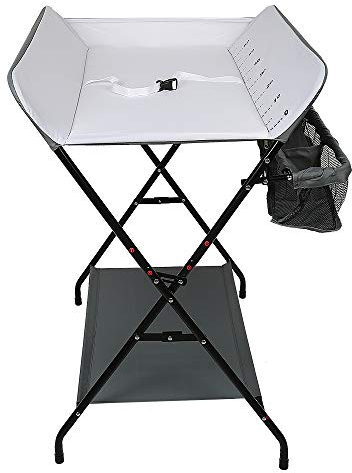 XUANYU Wickeltisch, zusammenklappbar, 55,5 x 79 x 96 cm, Grau