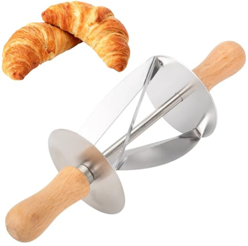 Tomotato Taglierina per Croissant, Tagliapasta per Croissant in Acciaio Inox con Manico in Legno, Tagliapasta per Torta, Tagliapasta per Pasticceria, per Cucinare
