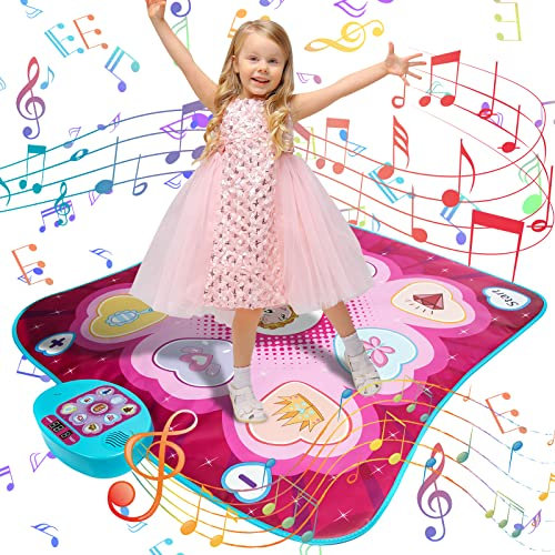 Tanzmatte Spielzeug für Mädchen – Musik-Spielmatte, 5 Spielmodi, 3 Herausforderungsstufen, einstellbare Lautstärke & LED-Lichter, musikalisches Tanzspiel-Pad, Spielzeug, Weihnachten,