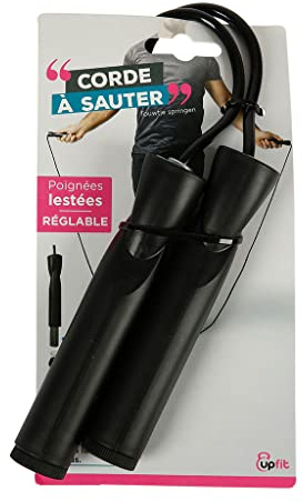 UPFIT - Cuerda de saltar - Asas con peso - Asas ergonómicas con textura ligeramente granulada para un buen agarre - Para uso en interiores - Longitud: 2,80 m - Material: PVC