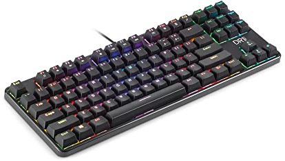 DR1TECH Raven+ Mekaniskt TKL RGB Gaming Tangentbord för PC [20 ml klick] 87 tangenter Anti Ghosting - Ergonomiskt USB-tangentbord med tråd (QWERTY internationell layout)