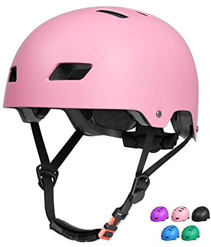 FAYDUDU Kids Bike Helmet Toddler Skateboard Helmets for Ages 3-13 Years Boys Girls CE Certified Safety Adjustable Multi-Sport Roller Skating Scooter Cycling Helmet (Pink, S)
