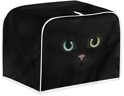 Kuiaobaty Cubierta para tostadora con estampado de gato negro para tostadora de 2 rebanadas, diseño de animales, cubierta pequeña para máquina de pan de cocina, a prueba de polvo, M