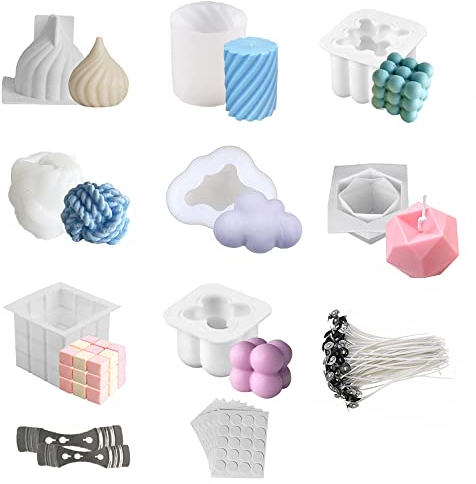 HuaMuDM Kerzenform Bubble Kerzen Kit,8Pcs Silikonform Kerze, Kerzen Gießform,Kerzen selber machen Set,DIY Silikonform,für Kerzenherstellung,Kerzenformen zum Gießen als Heimdekorationen