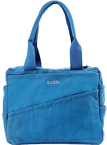 Soolla Studio Bag: Pottery Tool Bag & Craft Storage, Art Supply Organizer, Washable Tote, Knitting Yarn, Crochet Projects, 30 Pockets, 20+ Canvas Colors, Gift for Artists & Teachers (Blueberry)