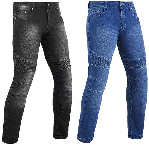 ADS SPORTS Men Slim Fit Motorbike Riding Jeans Aramid CE Armour Protected Motorcycle Stretch Denim Trouser Fully Protective Lining Fibre (UK, Waist & Inseam, 36, 30, Blue)