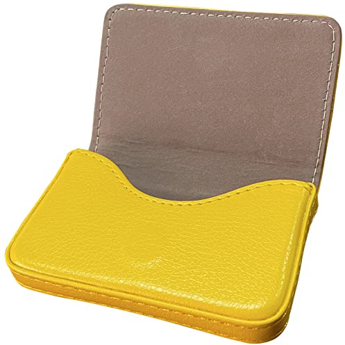 sundee Porte-cartes de visite en cuir synthétique de luxe pour homme et femme – Gardez vos cartes de visite propres, Hk (jaune), S, Minimaliste