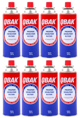 KROWN - Pack de Cartuchos de Gas Butano Recambio de Gas Propano Portable Gas Butano Compatible para Cocina Portátil, Hornillo, Soplete Soldador, Camping K-250 227gr (8 Unidades)