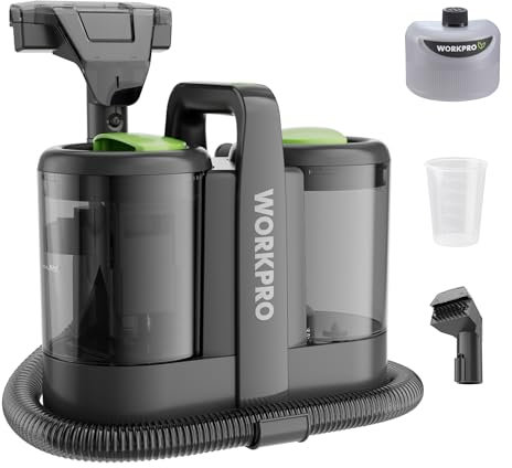 WORKPRO Waschsauger 450W 13kPa, Teppichreiniger 1,6L mit Reinigungsmittel und 2 Bürstenköpfe, Polsterreiniger Sofareiniger für Teppich, Sofa, Auto