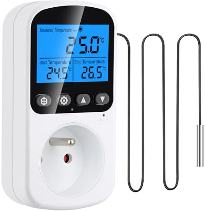 INKBIRDPLUS Prise Thermostat avec 4 Modes et Minuterie, Régulateur de Température Chauffage Refroidissement avec Ecran LCD pour Reptile Terrarium Maison