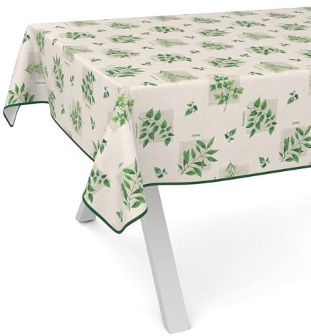 ANRO Wachstuchtischdecke Wachstischdecke Wachstuch Tischdecke abwaschbar Gartentischdecke Wasserabweisend 180x120cm mit Saum (Eingefasst) Kräuter