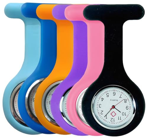 BDBFPAN 6 Stück Schwesternuhr,Silikonmaterial Krankenschwester Uhr Durch Eine Nadel Tragen Krankenschwester Zubehör Hängeuhr Taschenuhr Zubehör Uhr