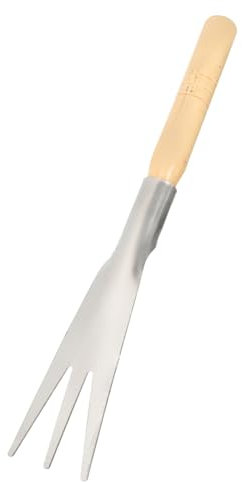TOYANDONA Pala De Jardinería para Verduras De Tres Dientes Herramienta De Acero Inoxidable para Excavar Vegetales Jardín Mango De Madera