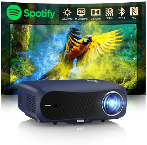 2026 Smart Projector 4K with Licensed Apps,Android TV WiFi 6 Bluetooth 5.4 DB Audio NFC,Wireless LED Home Theater Movie Gaming 4K Projectors Auto Focus HDR10+ HDMI ARC 2200ANSI Voice Control