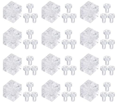 QUARKZMAN 12 Set Angolo A Codice Cubo Staffa, 6-Fori Angolo Connettore Cubo Giunto Rinforzo Acrilico Trasparente Con Viti Per Rinforzo Collegamento Mobili (10MM)