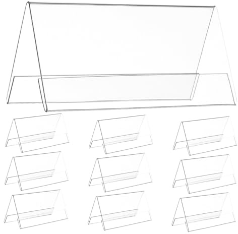 Holibanna Porte-cartes De Visite Double Face 120x60 Mm En Acrylique Transparent, Support De Plaque Nominative Pour Bureau Et Salle De Réunion, Lot De 10, Affichage Clair Et Compact