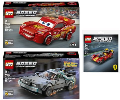 Lego Lot de 3 : 77255 Lightning McQueen, 77256 Machine à remonter le temps du Retour vers le Futur & 30709 Ferrari 499P Supercar