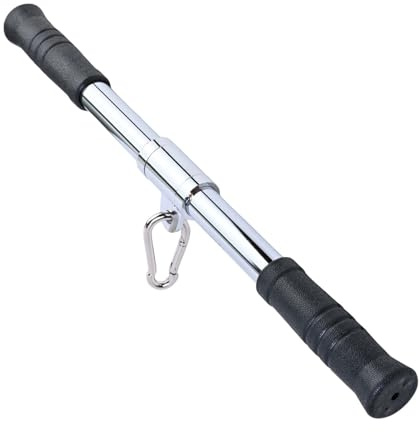 Barra Recta para Polea Gimnasio Casa 48cm, Barra Pesas Musculación Giratoria con Mango de Plástico Antideslizante, Accesorio de Cable para Bíceps y Tríceps, Ideal para Entrenamiento de Fuerza
