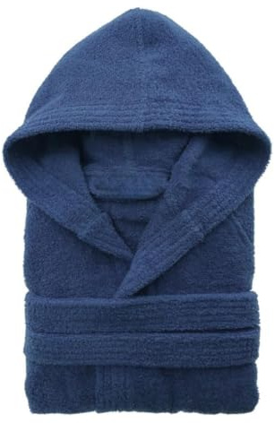 TexLom Accappatoio Calibrato Ambrosiana con Cappuccio Uomo/Donna in Spugna – Taglie Forti 3XL 4XL 5XL – Morbido, Assorbente, Ottima Qualità Scatolato (Blu Scuro, 5XL)
