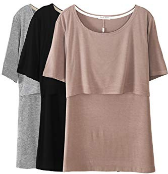 Smallshow Hauts d'allaitement pour Femmes, Chemises d'allaitement à Manches Courtes et à Superpositions