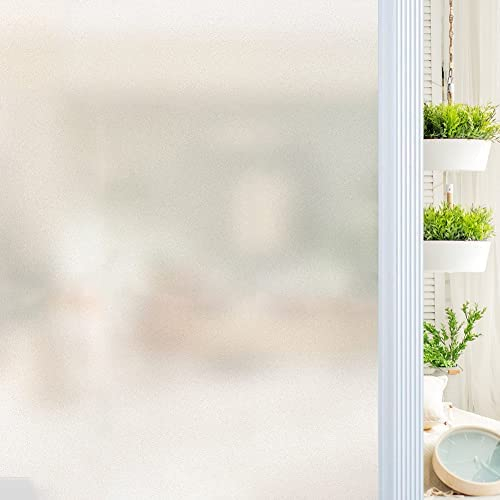 Qualsen Pellicola per Vetri Finestre Opaca Pellicola Adesiva per Vetri Smerigliata Elettrostatica Autoadesive Decorativa Anti-UV Pellicola Privacy Finestre per Cucina, Ufficio, Camera (44.3x200cm)