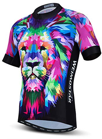 Maglia da ciclismo con stampa di leone, da uomo, anti-sudore, maglia traspirante da ciclismo, abbigliamento da ciclista, si asciuga velocemente 23 L petto 102/108 cm