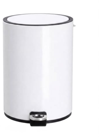 Furniture Xtra?Modern stil pulverlackerad mjuk stängningspedalburk, inre plasthink, ABS-lock (vit, 6 L)