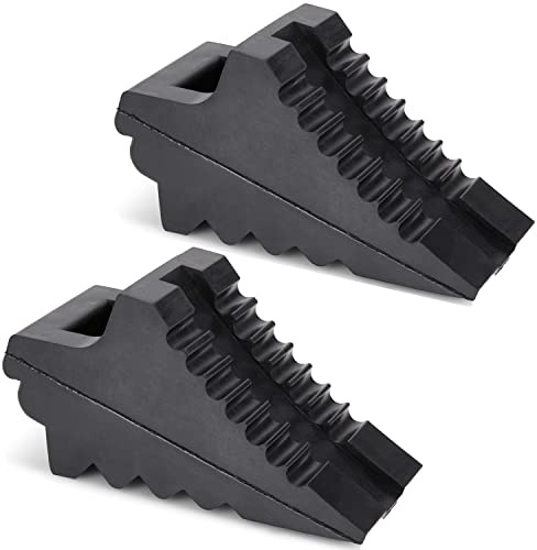 Wheel Chocks for Cars, RVs, Trucks, Trailers, and Vehicles G.V.W. up to 4T, 2 Pack - Anti Slip Bottom Tire Chock for All Weather Use - RV, Travel Trailer, Pop Up Camper Accessory
