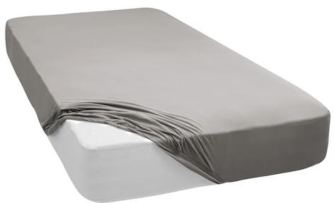 Mixibaby Spannbettlaken Jersey Spannbetttuch 100% Baumwolle Bettlaken Spannbettuch Laken 28 Farben, Größe:160 x 200 cm, Farbe:Grau