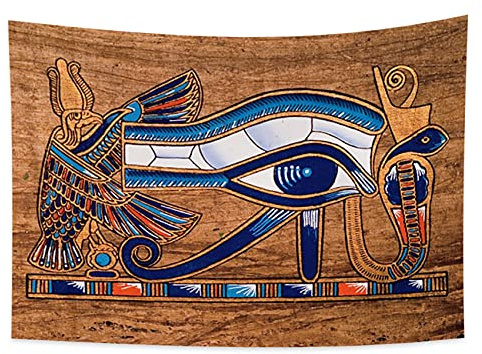 YongFoto 150x100cm Antiguo Egipto Tapiz De colores Ojo de Horus Cabeza de águila Wedjat Eye Misterioso Símbolo Civilización antigua Colgar en la pared Tapices para casa Decoración mural Manteles Manta