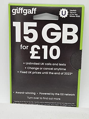 giffgaff Sim Card Pay as you go Simcard. £10 for 20GB Internet Data and Unlimited SMS and Calls