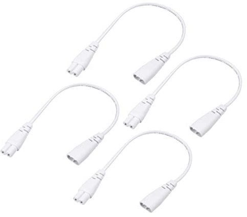 YOKIVE 4Stk T5 LED Rohr Kabel Männlich zu Buchse 2 Pin Erweiterung Kordel Stopfen und Play Perfekt für Integriert LED Rohr (Weiß 30cm / 1Ft)