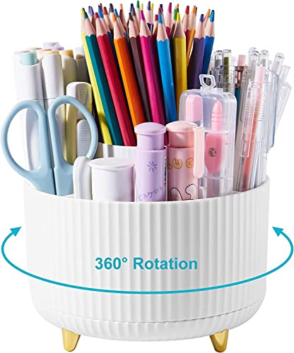 Baoswi Schreibtisch-Stifthalter, 5 Steckplätze, 360° drehbarer Stift-Organizer für Schreibtisch, Schreibtisch-Aufbewahrung, Schreibwaren, Stiftebecher, Schreibtischzubehör