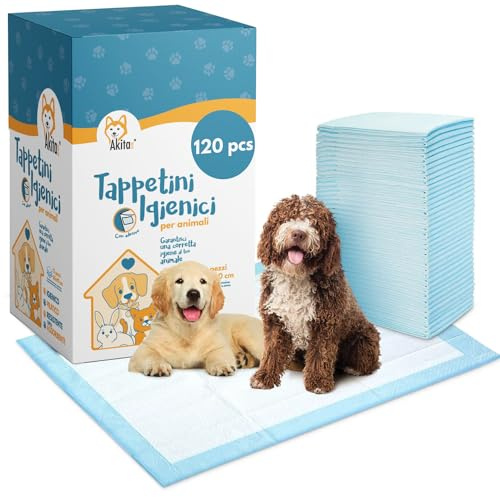 Akitaink - 120 Traverse per Animali Super Assorbenti - Dimensioni 60x90 cm - Tappetini Igienici per Cani e Gatti Multiuso (120 pz 60X90 cm)