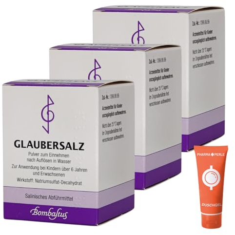 Bombastus Glaubersalz, 3x 100g I Salinisches Abführmittel I bei Verstopfung (Obstipation) I Darmreinigung I Spar-Set plus Pharma Perle give-away (Glaubersalz 3x 100 g)