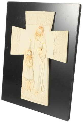 Zerodeko Relicario Bautismal Decoración Puerta Cruz Crucifijo Cruz Jesús Bautismo Decoración Regalo Religioso 3Er Aniversario De Boda Regalos Colgante De Pared Crucifijo Resina Niño El