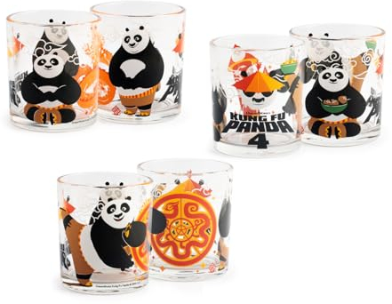 Home Kung Fu Panda Lot de 3 verres en verre 25 cl