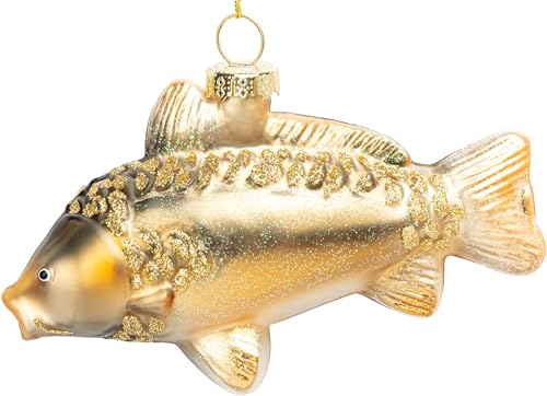 SIKORA Karpfen Spiegelkarpfen besondere Weihnachtskugel Glas Christbaumschmuck Deko Figur Weihnachten Anhänger Ornament - Trend Line - BS586