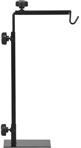 PawHut Reptile Lamp Stand, Adjustable Height and Width Heat Lamp for Reptile Amphibian Terrariums, Light Stand with Hook Hanging Steel Base - Black