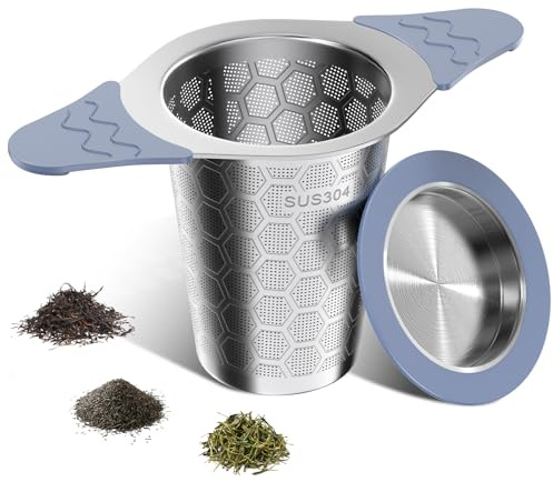 CTIANWXY Tea Infuser for Loose Leaf Tea,Stainless Steel Tea Infuser with Heat Proof Silicone Handles,Extra Fine Mesh Tea Strainers Filter Fine Tea Leaves Effectively,Fits TeaPots/Mugs
