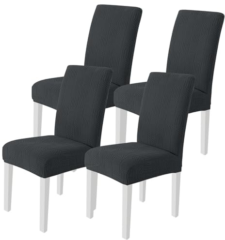 Ystyle Fundas Sillas De Comedor Pack 4, Fundas Sillas Elástico Universal Ajustables, Funda Sillas Comedor Desmontables Lavables, Funda Protectora Sillas, Gris