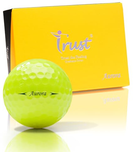 Trust Golfbälle Aurora - Auffällige Golfbälle, Weit und Gerade Fliegend, hohe Flugstabilität und Stoppkraft, Kristall-Urethan, Tour-Qualität, 3-Piece Dynamischer Kern, 12 Bälle, Aurora-Gelb