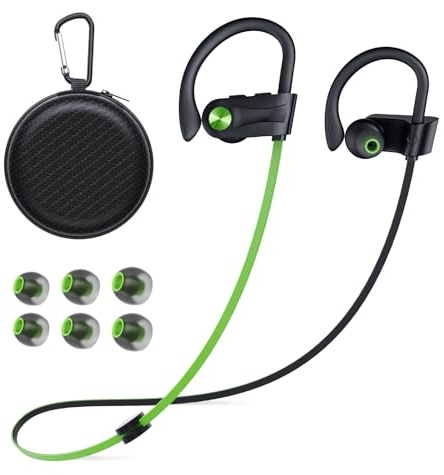NUASI Auriculares Inalambricos Bluetooth Deportivos, Auriculares Deportivos Bluetooth, Bluetooth 5.3, Impermeabilidad IPX7 Auriculares Bluetooth para Running Ciclismo Fitness Oficina, Verde