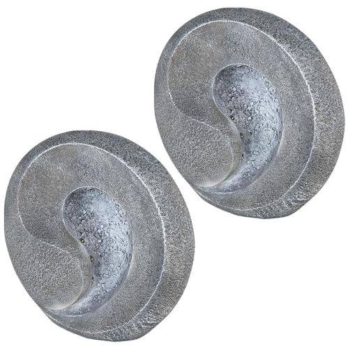 Solarleuchten Steinoptik für Außen Gartenskulptur für Außen Solarlicht Außen wetterfest Tischlampe Gartendeko, grau, Akku, LED warmweiß, 2er Set