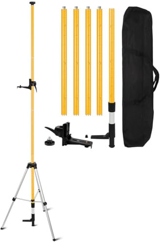 Mountlaser Niveau laser télescopique, niveau laser avec trépied, 3,7 m avec fixation laser 1/4« par 20 » pour niveau laser rotatif et linéaire, écrou d'adaptation 5/8-11 inclus