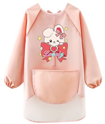 LdawyDE Tablier Peinture Enfant, Imperméables Blouse Peinture Enfant pour 6-10 ans, Manche Longue À lacets Tablier Enfant pour Peindre, Manuel - Le matériau TPU est facile à nettoyer