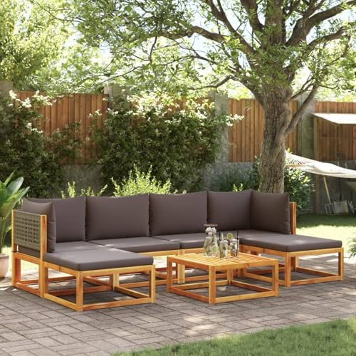 Verderoom Set Divano da Giardino 7pz con Cuscini Legno Massello Acacia, Divano da Giardino, Divanetto Esterno, Salottino da Giardino, Divano Esterno Giardino, Salotto da Esterno