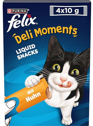 Felix Deli Moments, krämigt kattmellanmål med kyckling, 44-pack (44 x 10 g)