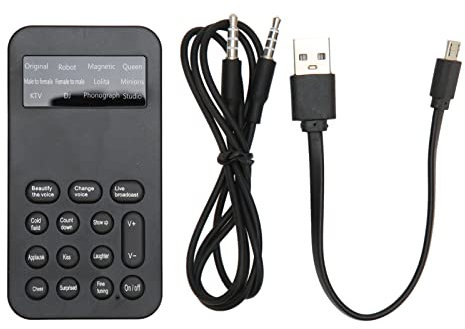 CHEOTIME Mini Voice Changer Device, Portable Handheld Microphone 8 Sound Effects Support Multi Languages Handheld Sound Card for Adults, Kids, PC Mobile Phone