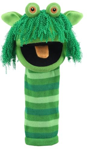 The Puppet Company Squelch ECO Sockette Hand Puppet - Eco-Friendly Swamp Monster Puppet Toy with Cheeky Smile & Squeaky Tongue - Fun for Kids & Adults - 38cm
